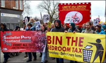 Glasgow demonstration against the bedroom tax and austerity 30 March 2013, photo Jim Halfpenny