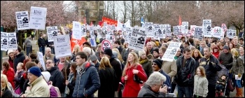 Glasgow demonstration against the bedroom tax and austerity 30 March 2013, photo Jim Halfpenny