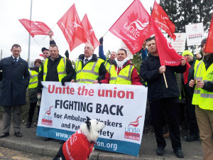 Outside Yorkshire Ambulance Services trust HQ in Wakefield, photo I Dalton