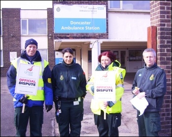 Doncaster Unite ambulance strikers, photo by A Tice