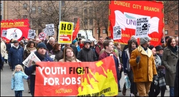 Glasgow demonstration against the bedroom tax and austerity 30 March 2013 , photo Jim Halfpenny 