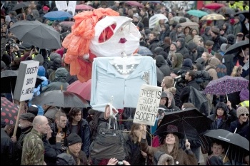 Party in Trafalgar Square, London, celebrating the death of former UK premier Margaret Thatcher , photo Paul Mattsson
