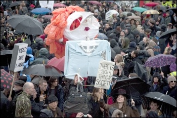 Party in Trafalgar Square, London, celebrating the death of former UK premier Margaret Thatcher , photo Paul Mattsson