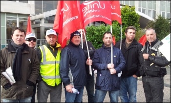 Rob Williams (NSSN) joins Ford Dagenham protest outside Ford UK headquarters, photo P Mason