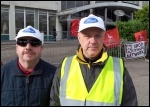 Dennis Varney (right) supporting the Ford Dagenham protest outside Ford UK headquarters, photo P Mason