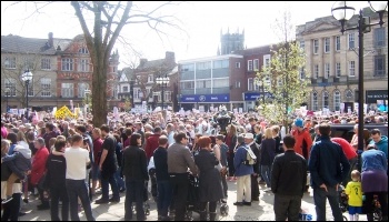 Demo against attacks on Stafford hospital, 20.4.13, photo by Paul Callanan