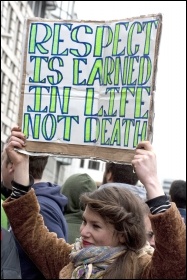 Protests at Thatcher's Funeral, photo Paul Mattsson