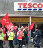 Sacked Tesco drivers, 18.5.13 , photo John Gill