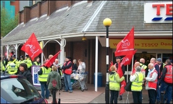 Sacked Tesco drivers in Doncaster, 18.5.13 , photo by John Gill