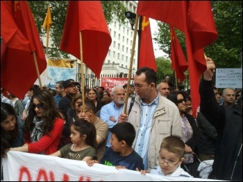 Demonstrating in London against brutality by the security forces in Turkey, photo by C. Newby
