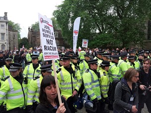 Anti-BNP demonstration in central London, 1.6.13, photo by S Kimmerle