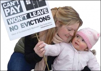 Bedroom tax - can't pay, won't leave:  Glasgow demonstration against the bedroom tax and austerity 30 March 2013 , photo by Jim Halfpenny