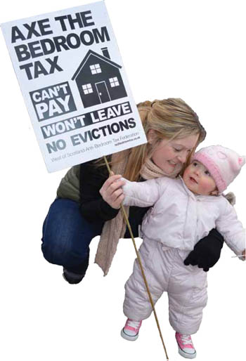 Bedroom tax - can't pay, won't leave: Glasgow demonstration against the bedroom tax and austerity 30 March 2013 , photo Jim Halfpenny Bedroom tax - can't pay, won't leave: Glasgow demonstration against the bedroom tax and austerity 30 March 2013 , photo Jim Halfpenny