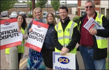 5 June 2013: Maidstone PCS picket  (eight on the picket lines) sends fraternal greetings to the NSSN -  'we'll be sending delegates to the conference on June 29th. Solidarity!'