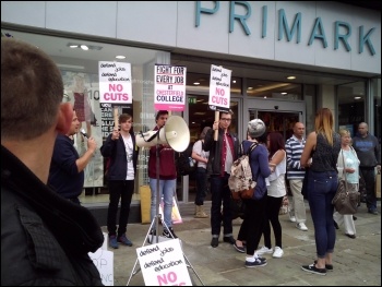 Strike rally against job losses at Chesterfield College, photo Asif Ali