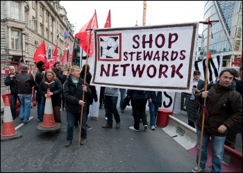 The NSSN in action protesting against blacklisting at a Crossrail site in London, photo Paul Mattsson
