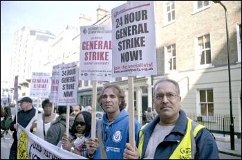 NSSN lobby of the TUC general council meeting in April 2013, demanding they name the day for a 24-hour general strike, photo Paul Mattsson