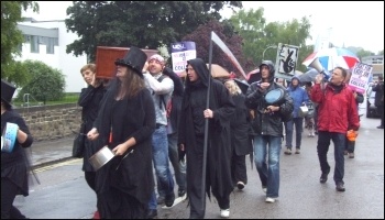 Demonstrating against compulsory redundancies at Chesterfield College, 20.6.13, photo by E Evans