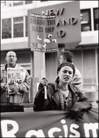 Youth Against Racism in Europe protests outside Scotland Yard in 1993, photo Richard Newton