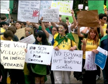 Brazilians in London protest on 13 June 2013 in support of the struggles in Brazil, photo H Pattison