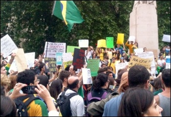Brazilians in London protest on 13 June 2013 in support of the struggles in Brazil, photo H Pattison