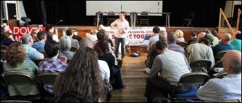 Octay Sahbaz, Day-Mer, speaking to the workshop on Turkey at NSSN conference, 29.6.13, photo by Senan