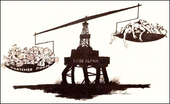 Piper-Alpha disaster - cartoon by Alan Hardman