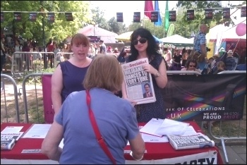 Socialist Party stall at Bristol Pride, 13.7.13