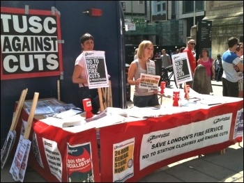 Socialist Party stall at the Monument, 18.7.13, photo J Beishon