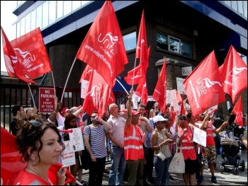 One Housing Group workers, members of Unite, on their second three-day strike against massive pay cuts, photo Naomi Byron