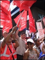 One Housing Group workers, members of Unite, on a second three-day strike against massive pay cuts, photo Naomi Byron