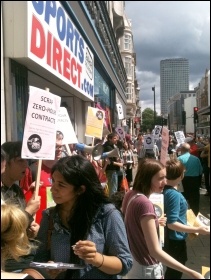 Youth Fight for Jobs protesting outside Sports Direct, photo Ian Pattison