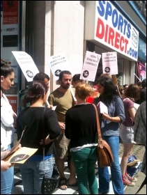 Protesters outside Sports Direct on 3 August