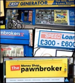 What recovey? Pawnbrokers and loan sharks proliferate , photo by Photomontage The Socialist