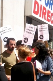 Youth Fight for Jobs protests against zero-hour contracts outside Sports Direct, photo Paul Mattsson