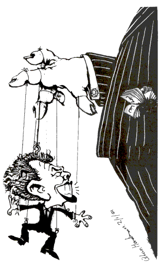 Tony Blair - Bosses' puppet, cartoon by Alan Hardman Tony Blair - Bosses' puppet, cartoon by Alan Hardman
