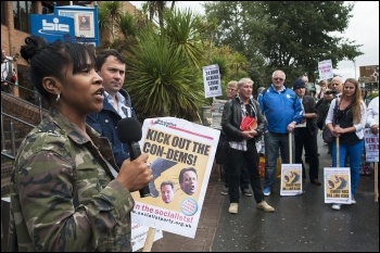 Candy from One Housing speaking at the NSSN lobby of TUC, 8.9.13, photo Paul Mattsson