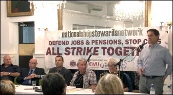 Martin Powell-Davies addresses the NSSN lobby of TUC congress 2013, photo by  Socialist Party
