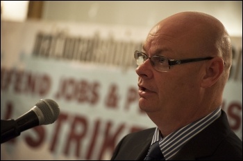 Steve Gillan at the 2013 TUC congress NSSN rally, photo Paul Mattsson