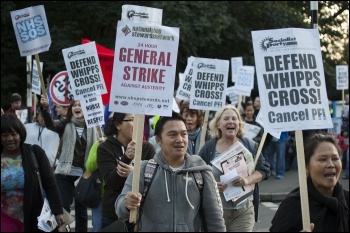 Lively demo against cuts Whipps Cross Hospital, photo Paul Mattsson