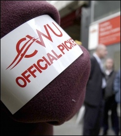 CWU official picket armband , photo Paul Mattsson