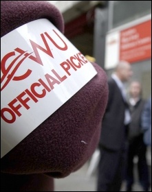 CWU official picket armband, photo Paul Mattsson