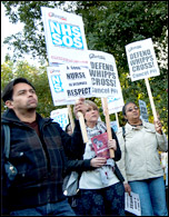 Lively demo against cuts Whipps Cross Hospital 16 September 2013, photo by Paul Mattsson