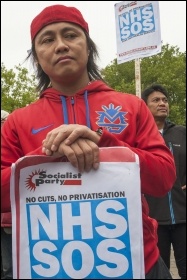 Demonstrating against NHS cuts at Whipps Cross hospital, photo Paul Mattsson