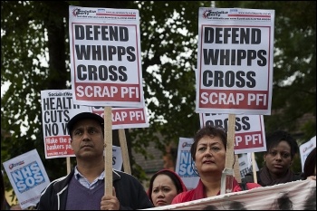 Demonstration against NHS cuts at Whipps Cross hospital, East London 21 September 2013, photo Paul Mattsson