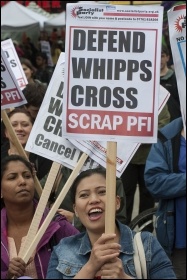 Demonstration against NHS cuts at Whipps Cross hospital, East London 21 September 2013, photo Paul Mattsson