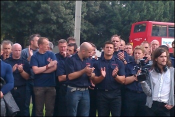 Surrey firefighters at the Kingston rally, photo Ginny Eaton