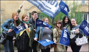Teachers on strike in Leicester on 1 October, photo Heather Rawling