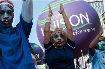 TUC demonstration in Manchester against Tory Party conference 29/09/13 demands Save our NHS, photo Paul Mattsson