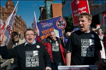 Bakers union workers at a TUC demonstration in Manchester, photo Paul Mattsson